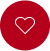 A white heart icon centered on a red circular background.